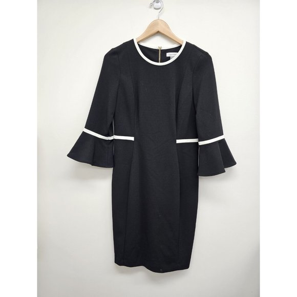 Robe Cocktail Robert Rodriguez Noire Et Blanche - Taille 8 - Style Fit & Flare à Volants - Neuve Sans étiquettes